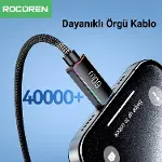 60W Type-C to Type-C RGB Aydınlatmalı Örgülü Şarj ve Data Kablosu 1 Metre-6