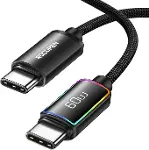 60W Type-C to Type-C RGB Aydınlatmalı Örgülü Şarj ve Data Kablosu 1 Metre-1