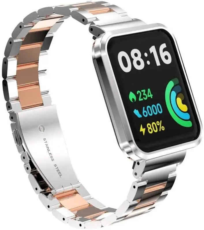 Xiaomi İle Uyumlu Redmi Watch 2 Lite KRD-60 Metal Kordon Gümüş-Rosegold