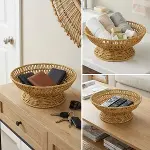 25 cm Plastik Rattan Servis Çanağı – Doğal Hasır Görünümlü Dekoratif Meyve, Ekmek ve Sunum Kasesi-2