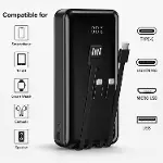 20000mAh Dahili Çoklu Kablolu Powerbank, Dijital Göstergeli Taşınabilir Şarj Cihazı, Yüksek Şarj Kap-2