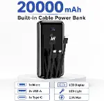 20000mAh Dahili Çoklu Kablolu Powerbank, Dijital Göstergeli Taşınabilir Şarj Cihazı, Yüksek Şarj Kap-4