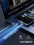 USB-C to USB-C 240W PD Hızlı Şarj Kablosu, Uzay Grisi, 1m, 45067-5