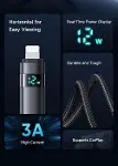 Ca-6490 USB-A - Yatay Led Ekranli Aydinlatma Kablosu Siyah-2