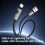 Ca-6490 USB-A - Yatay Led Ekranli Aydinlatma Kablosu Siyah-6