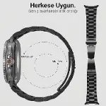 Samsung Galaxy Watch 9 / Watch 8 (40mm/44mm) ve Watch 8 Classic (46mm) Uyumlu Üç Bakla Paslanmaz Çel-4