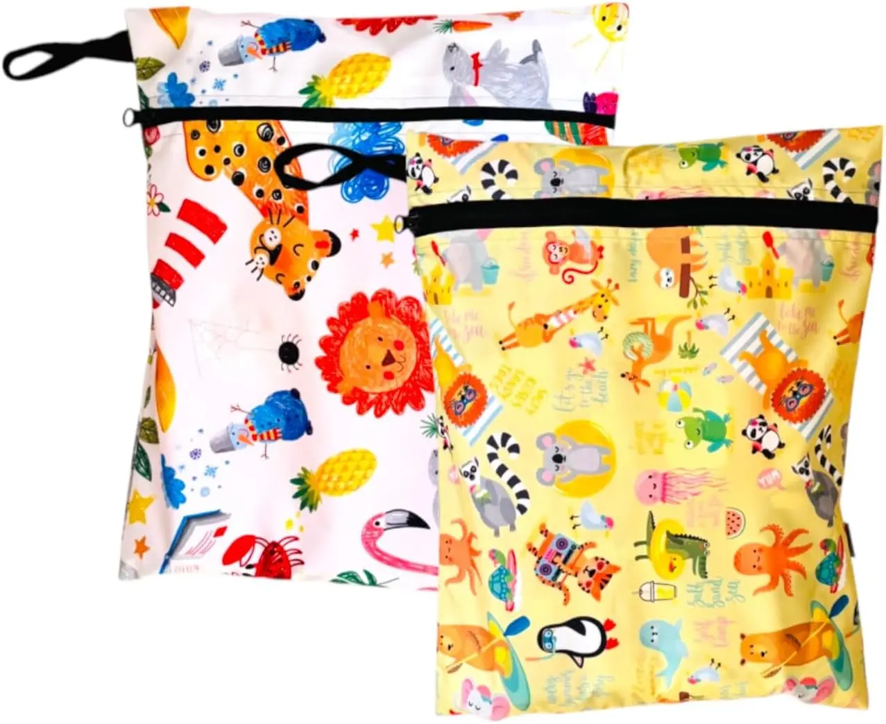 2 Adet Sıvı Geçirmeyen Çok Amaçlı Çanta, 30 x 35 cm Jungle ve 37 x 30 cm Summer Desen, Yıkanabilir,