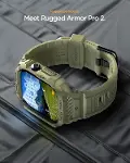 Apple Watch 46mm Seri 11/10 ile Uyumlu Kılıf & Kordon Kayış Rugged Armor Pro 2 Vintage Khaki - ACS10-3