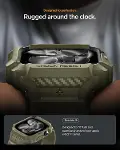 Apple Watch 46mm Seri 11/10 ile Uyumlu Kılıf & Kordon Kayış Rugged Armor Pro 2 Vintage Khaki - ACS10-5