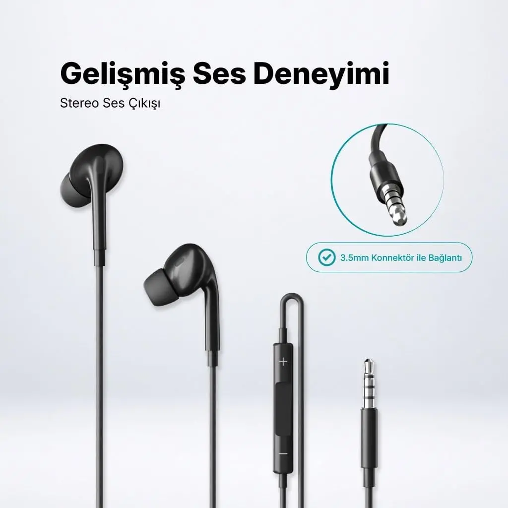 Pop 3 Classic 3.5mm Stereo Mikrofonlu Kulakiçi Kablolu Kulaklık Siyah 2KMM19S