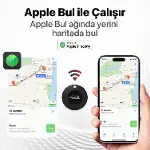LifeTag Apple ile Uyumlu MFI Lisanslı Smart Tag Akıllı Takip Cihazı - Siyah - Deri Kılıflı-2