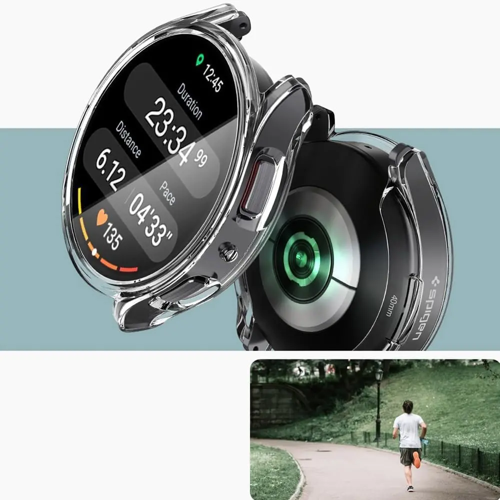 Samsung Galaxy Watch 6 ile Uyumlu 44mm Tam Kapatan Çerceve 44mm Önü Kapalı Tasarım Silikon Kılıf Çer
