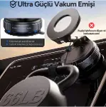 Araç İçi Telefon Tutucu MagSafe Vakumlu 360° Dönebilir, Mükemmel Tutunma, Ultra Güçlü Vantuz Çift Mı-7