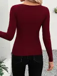 Kadın Uzun Kollu Lazer Kesim Dalga Yakalı Dalgıç Bluz-3