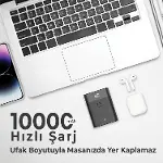 PB20W 10000MAH Type-C ve USB Çift Çıkışlı Dijital Ekranlı Mini Powerbank Siyah iPhone Huawei Uyumlu-1