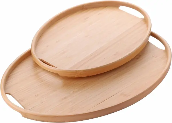 2'li Bambu Tepsi Seti, İnce Tasarım Özel Üretim Oval 2'li Bambu Tepsi Seti (36 * 26 * 1cm-45 * 31.5