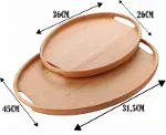 2'li Bambu Tepsi Seti, İnce Tasarım Özel Üretim Oval 2'li Bambu Tepsi Seti (36 * 26 * 1cm-45 * 31.5-2