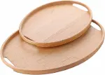 2'li Bambu Tepsi Seti, İnce Tasarım Özel Üretim Oval 2'li Bambu Tepsi Seti (36 * 26 * 1cm-45 * 31.5-1