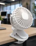 360 Derece Dönebilen Mandallı Şarjlı Mini Masa Fanı-1