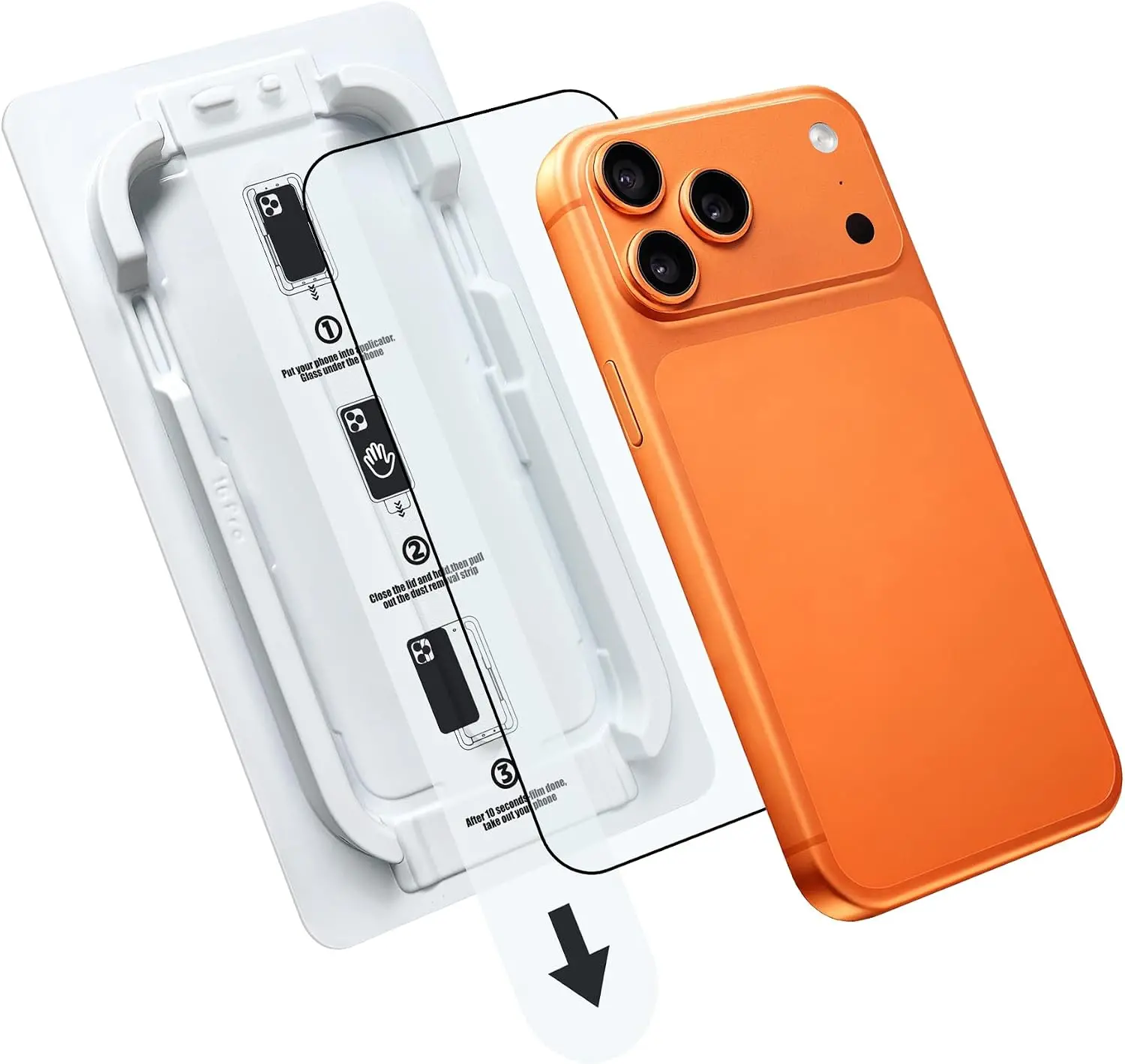 Klasse MAGIC-BOX iPhone 15 Pro Max Ekran Koruyucu Cam | Tozsuz Hizalama | Tam Kaplama 9H Kırılmaz &