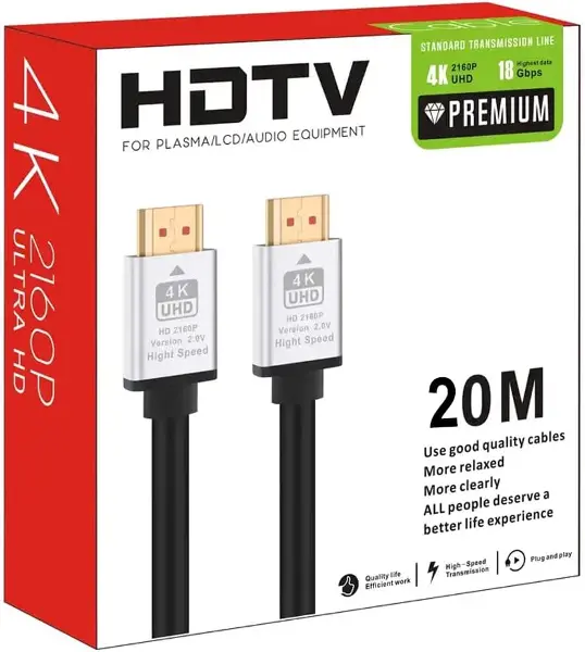Hdmi Kablo 4K HDTV 2160P 18Gbps Premium Altın Kaplama Uç Yüksek Hızlı Aktarım Plasma Lcd Pc Ses Ekip