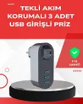 2500W Güç Destekli Akım Korumalı Priz – 3 USB Çıkışlı-1
