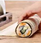 Bambu Sushi Sarma Hasırı 24x24 cm | Doğal Bambu Sushi Mat | Sushi Maker için Rulo Sarma Matı | Evde-4