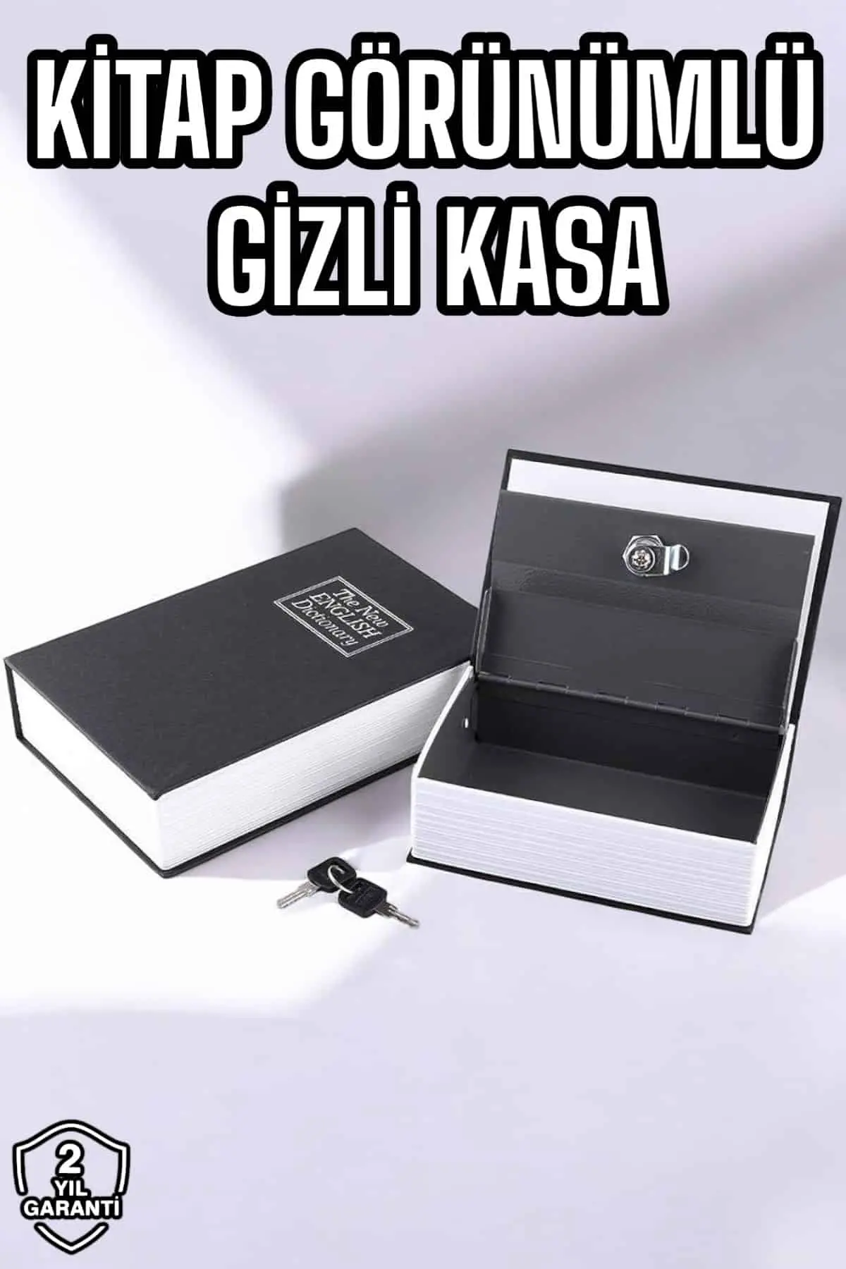 Büyük Boy Anahtarlı Kitap Görünümlü Gizli Kasa Çelik Kasa Altın Kasası