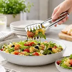Paslanmaz Çelik Maşa, Salata Makarna Mutfak Maşası 20 cm, Mutfak Seti, Premium Kalite, Tek Parça Yap-4