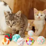 ® 2 Adet Çıngıraklı Zilli Peluş Kedi Topu 7 cm – Büyük Boy Sesli Kedi Oyuncağı, Dayanıklı Yumuşak To-5