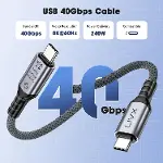 FAST USB 4.0 40Gbps, 240W, 8K60Hz USB4.0 USB-C Kablosu 1.5 Metre Gri KLV-1.5-2