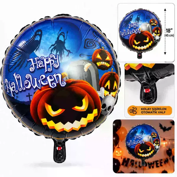 Balkabağı Desenli Folyo Balon 18 İnç – 45 cm