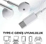 H46 Type-C Stereo Kulak İçi Kablolu Kulaklık Beyaz-3