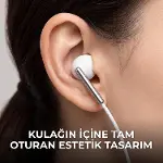 H46 Type-C Stereo Kulak İçi Kablolu Kulaklık Beyaz-4
