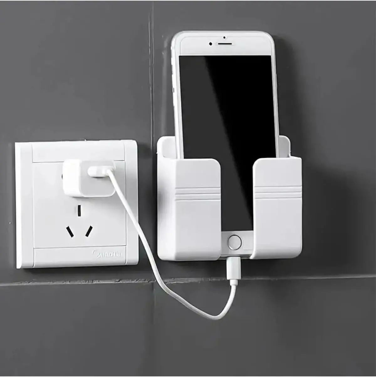Duvara Monte Telefon Tutucu, Yapışkanlı Şarj Standı, Matkapsız Pratik Kurulum, Yatak Odası, Banyo ve