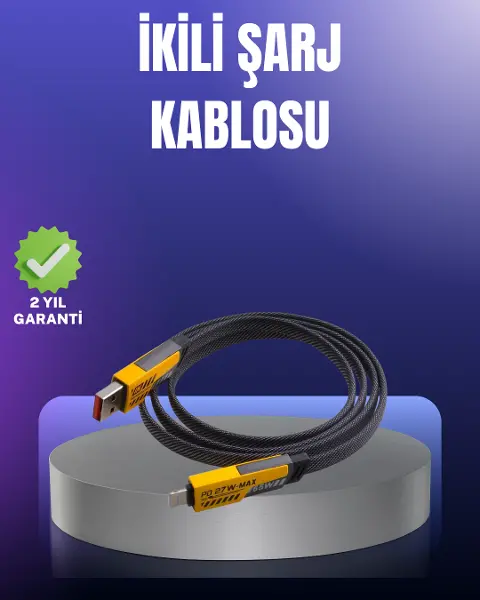 Evrensel Uyumluluklu Dayanıklı Metal Başlıklı Hızlı Şarj Kablosu