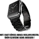 Apple Watch SE 2022 40 mm Metal Stainless Steel için Kordon Siyah-2