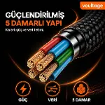 Type-C to Type-C L Uçlu 60W PD Hızlı Şarj Kablosu, 1 Metre, 90° Dirsek Uçlu USB-C Kablo, 3A, 480 Mbp-3