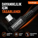 Type-C to Type-C L Uçlu 60W PD Hızlı Şarj Kablosu, 1 Metre, 90° Dirsek Uçlu USB-C Kablo, 3A, 480 Mbp-4