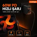 Type-C to Type-C L Uçlu 60W PD Hızlı Şarj Kablosu, 1 Metre, 90° Dirsek Uçlu USB-C Kablo, 3A, 480 Mbp-6
