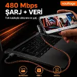 Type-C to Type-C L Uçlu 60W PD Hızlı Şarj Kablosu, 1 Metre, 90° Dirsek Uçlu USB-C Kablo, 3A, 480 Mbp-7