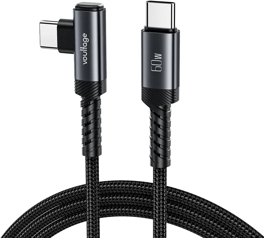 Type-C to Type-C L Uçlu 60W PD Hızlı Şarj Kablosu, 1 Metre, 90° Dirsek Uçlu USB-C Kablo, 3A, 480 Mbp