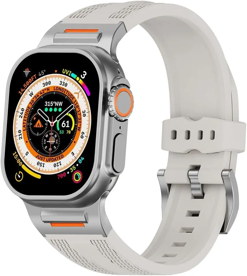 Akıllı Saat Spor Kayışı, Silikon Malzeme, Watch Series 46mm Uyumlu Silikon Krem Kordon