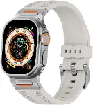 Akıllı Saat Spor Kayışı, Silikon Malzeme, Watch Series 46mm Uyumlu Silikon Krem Kordon-1