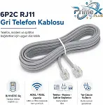 PrimeX PX-KKT10 2CX0.10mmx7 10 Metre ADSL RJ11 Telefon Kablosu Gri, ADSL, VDSL 2 Canlı Kablo-2