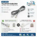PrimeX PX-KKT10 2CX0.10mmx7 10 Metre ADSL RJ11 Telefon Kablosu Gri, ADSL, VDSL 2 Canlı Kablo-3