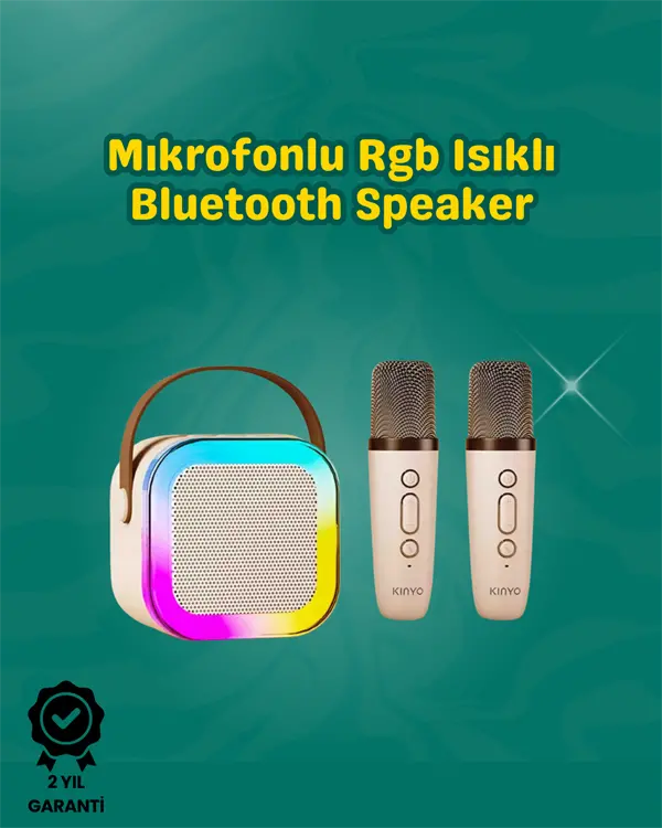 İki Mikrofonlu Renkli LED Işıklı Karaoke Cihazı