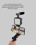 Video Çekim Kiti Tripod LED Işık Harici Mikrofon ve Bluetooth Kumanda Seti-4