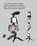 Video Çekim Kiti Tripod LED Işık Harici Mikrofon ve Bluetooth Kumanda Seti-5