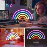 Plastik Gökkuşağı Neon LED Işık – Dekoratif Renkli Masaüstü ve Ambiyans Aydınlatması-2